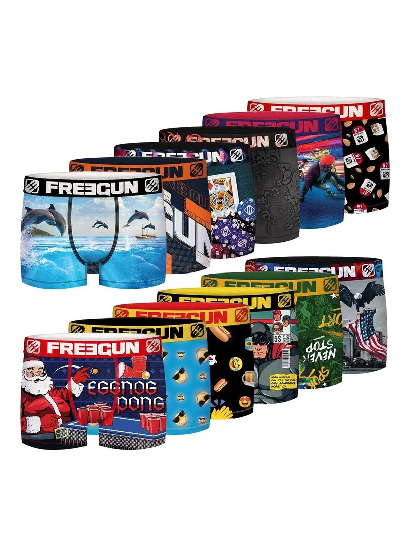 Pack surprise de 12 Boxers microfibre homme Freegun Noir
