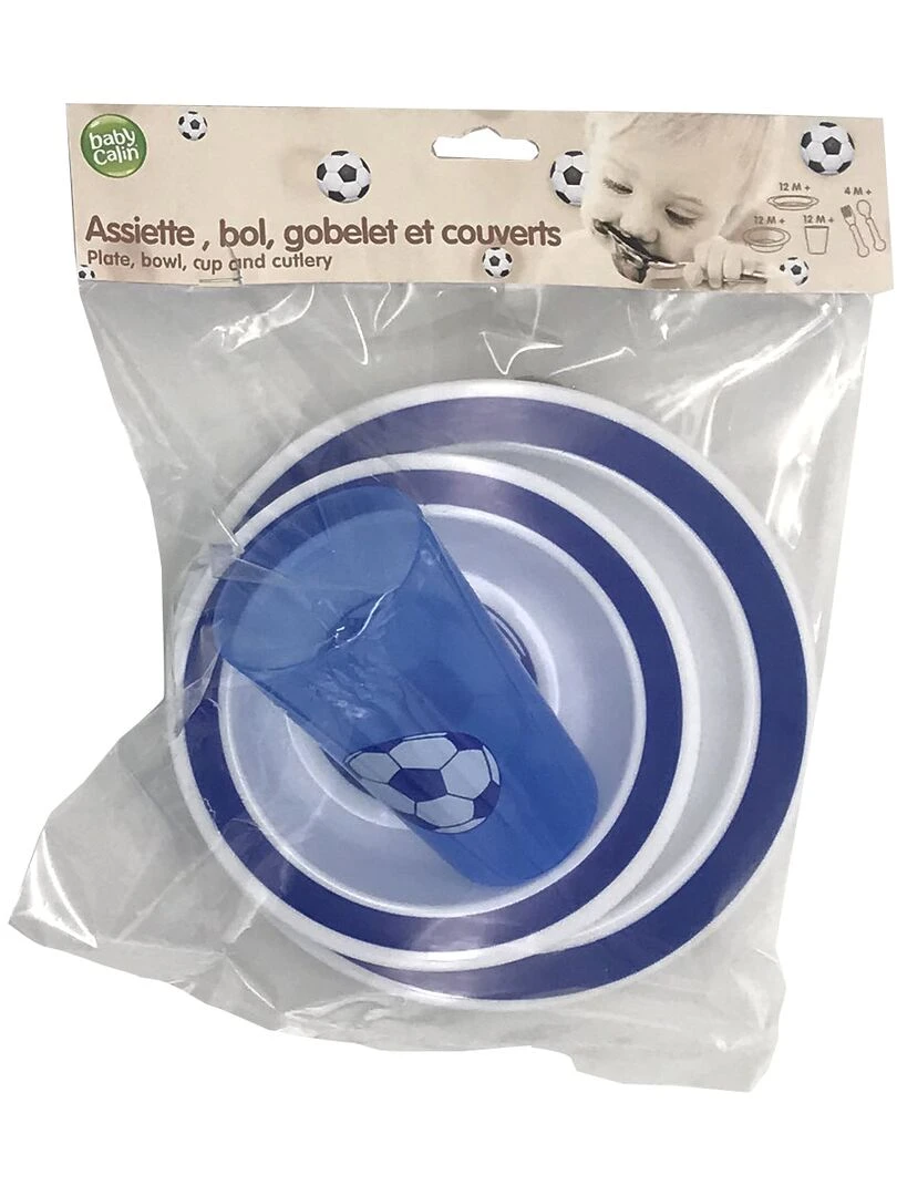 Coffret vaisselle Foot Bleu