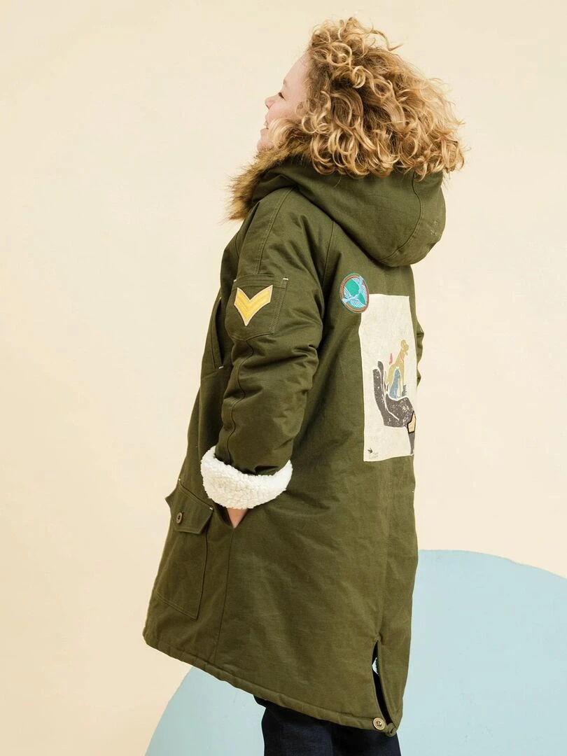Parka Longue à Capuche Fille & Garçon ROCK & PEACE 'LA FAUTE A VOLTAIRE' Kaki