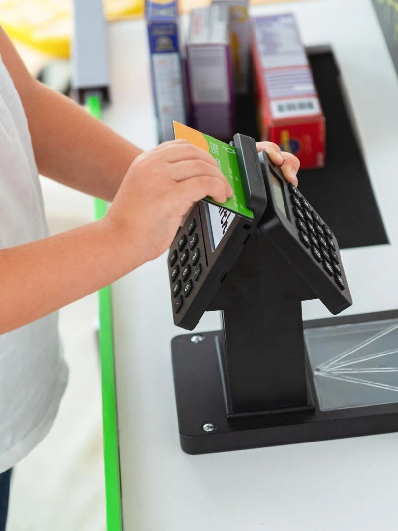 Caisse Énregistreuse Électronique Marchande Supermarché Avec 26 Accessoires En Bois Austin   N/A