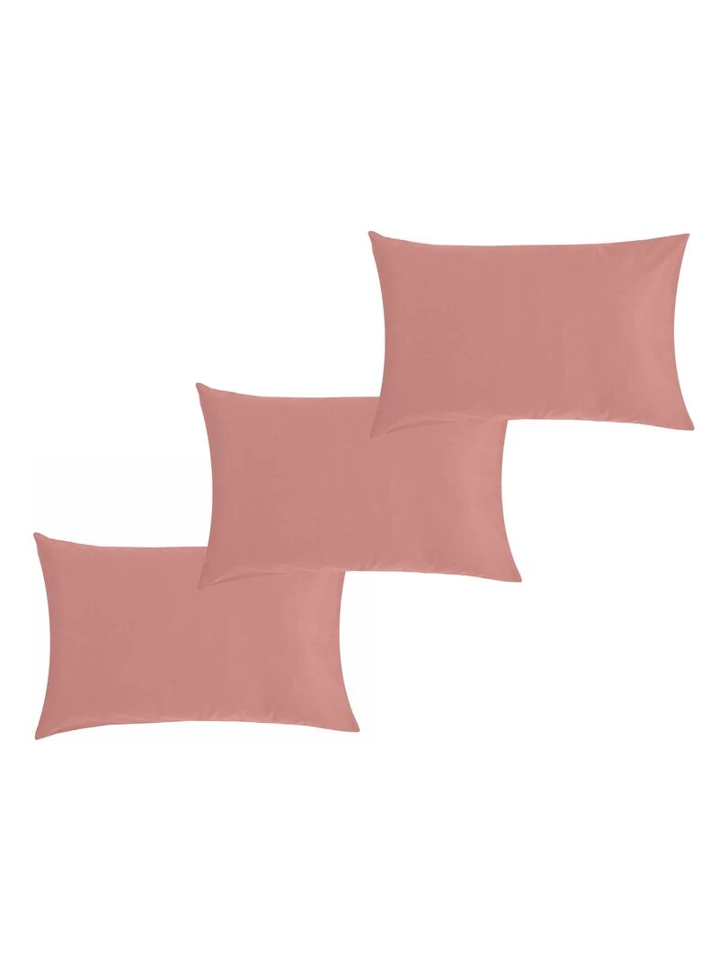 Lot x3 Taies d'oreiller 40x60 cm 100% coton Bio 'Ptit Basile' Rose foncé