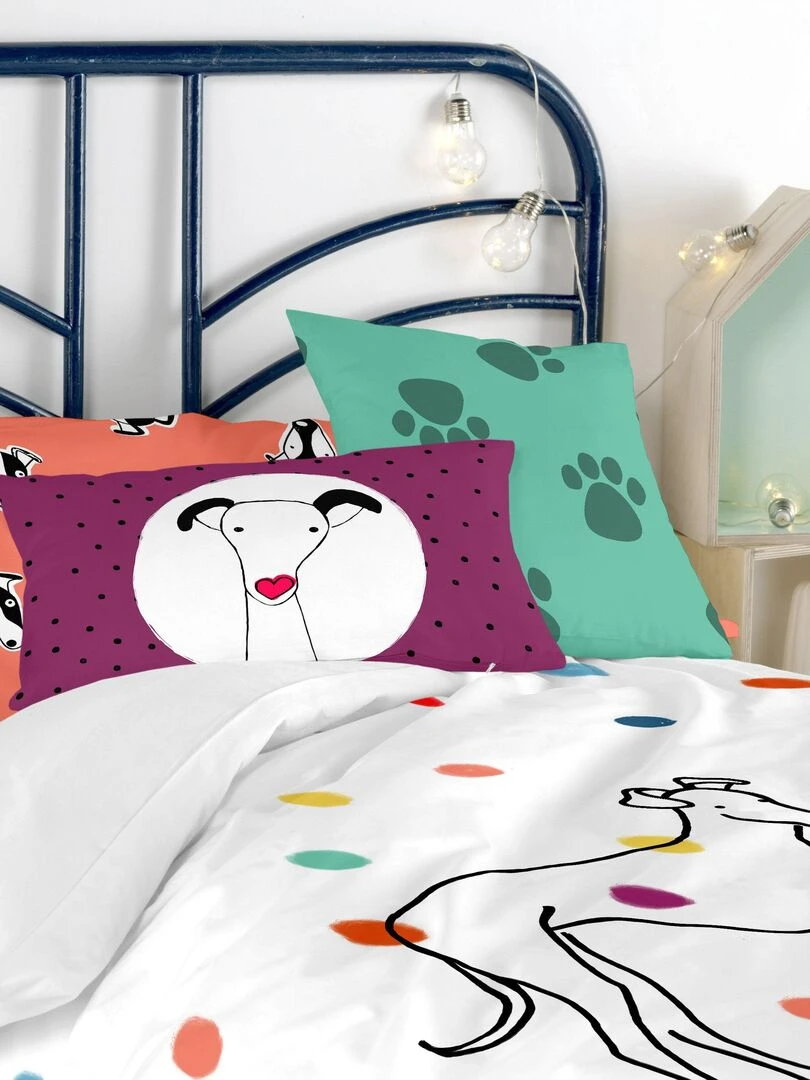 Parure housse de couette 2 pièces Greyhound "Happyfriday"   Blanc