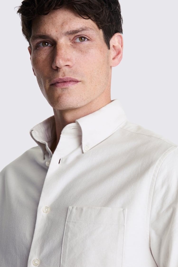 Ecru Washed Oxford Shirt   Buy Online at Moss