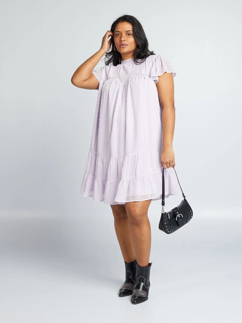 Robe en voile 'plumetis' Rose
