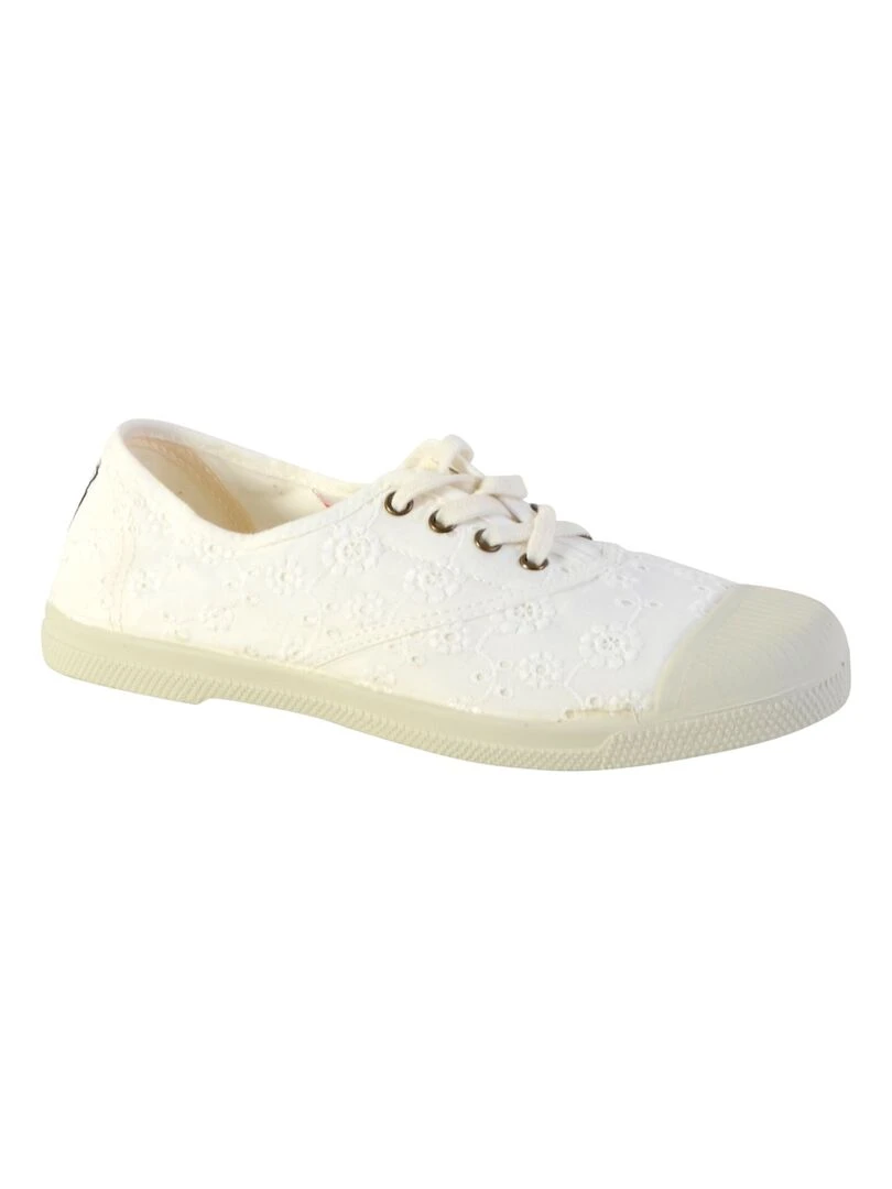 Tennis Lacet Natural World Ingles Bordado Tintado Blanc