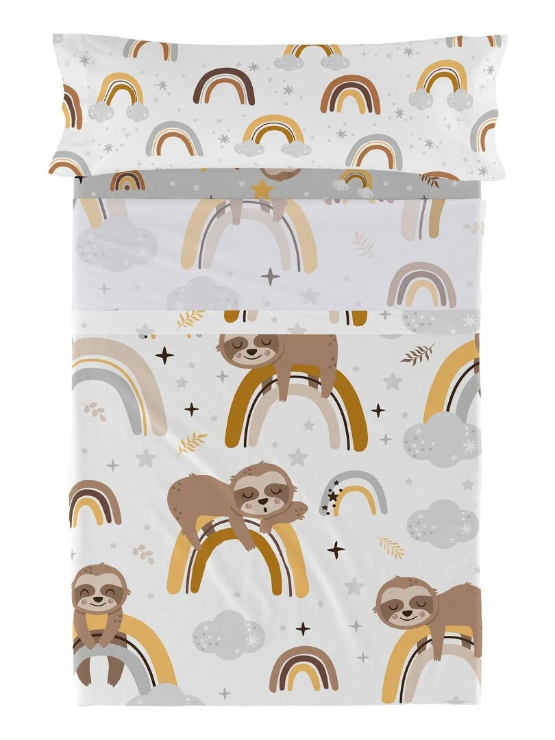 Parure de lit 2 pièces Sleepy sloth "Happyfriday"   Blanc