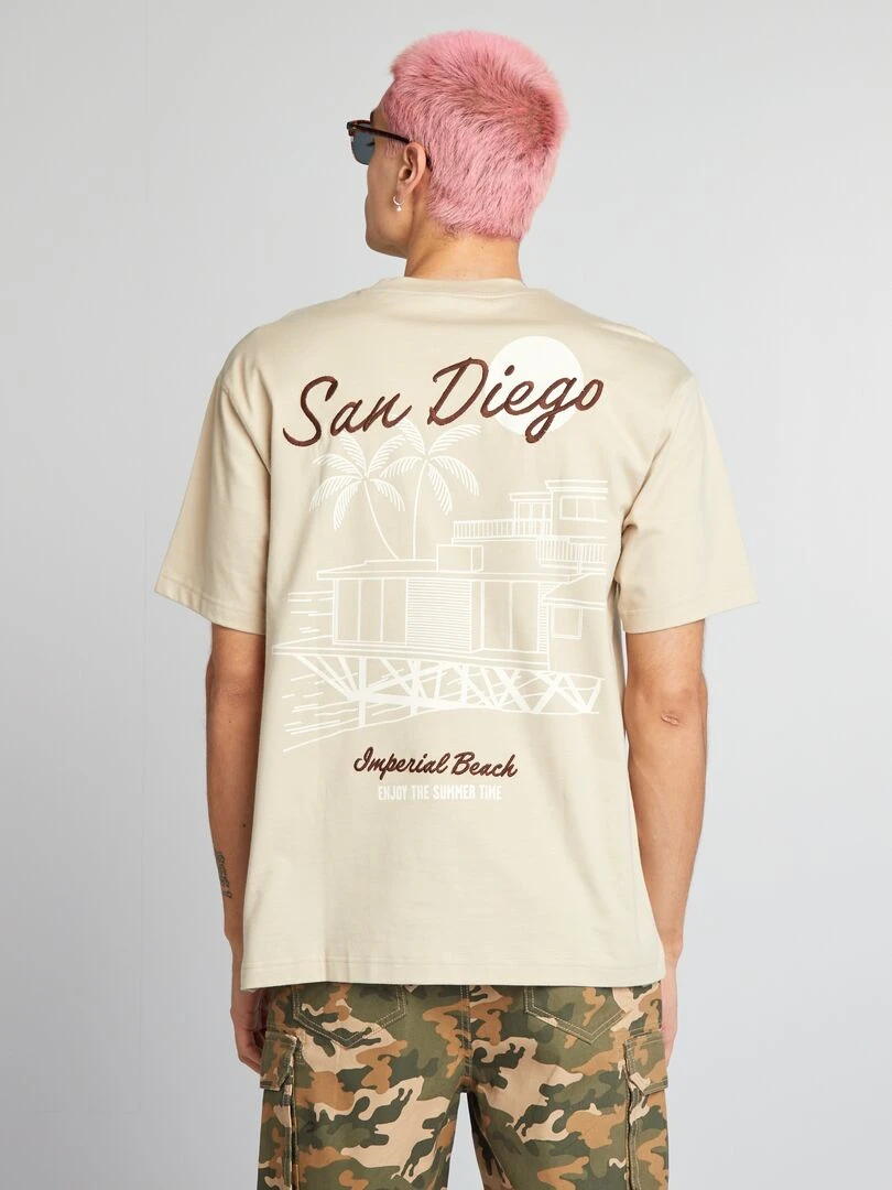T shirt à broderie Beige