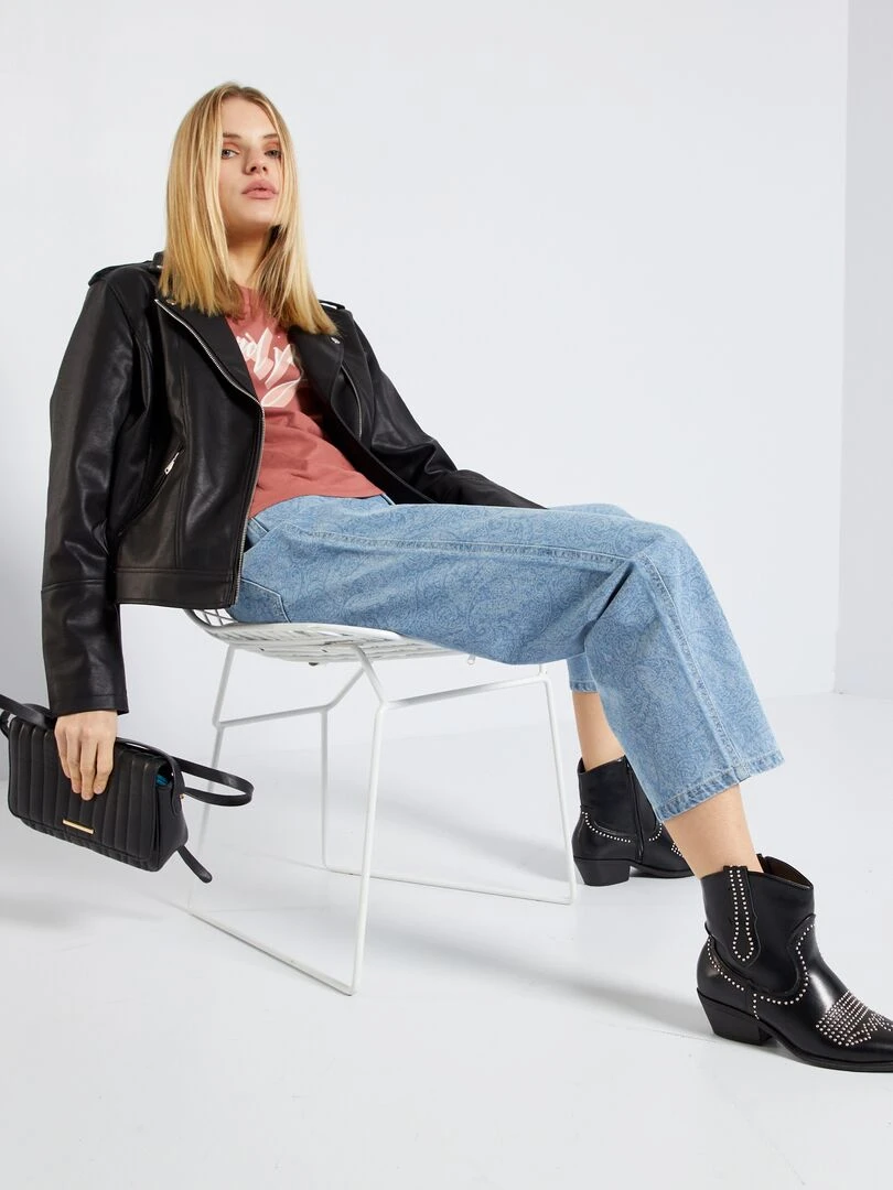 Blouson en simili uni noir
