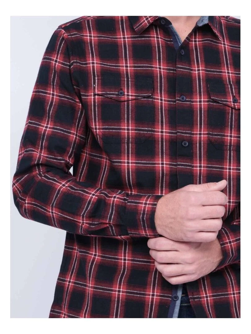 Chemise manches longues carreaux TORIKO   Bordeaux