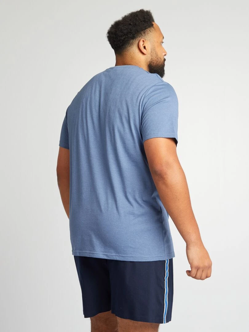 Pyjma court Tee shirt + short 2 pièces Bleu marine