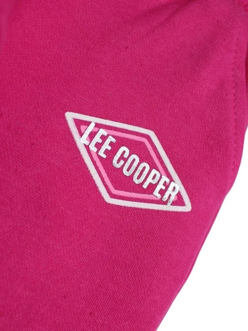 Lee Cooper   Jogging fille imprimé logo en coton   Rose fushia