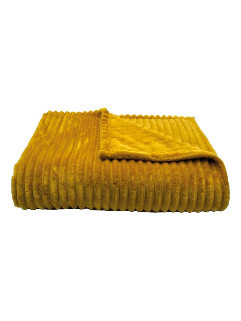 Plaid polaire Effet côtelé en 3D Jaune