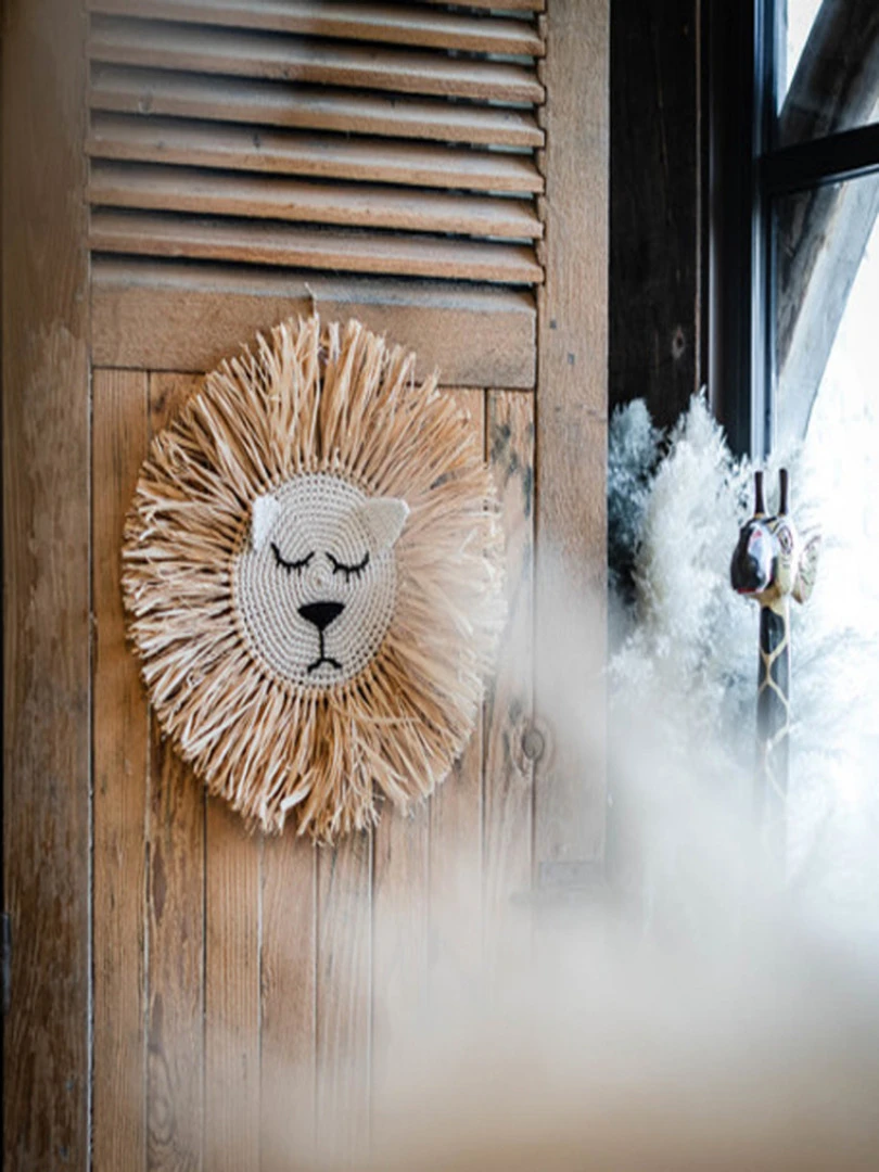 Décoration Murale Tête De Lion Safari Graou (48 Cm)   Beige