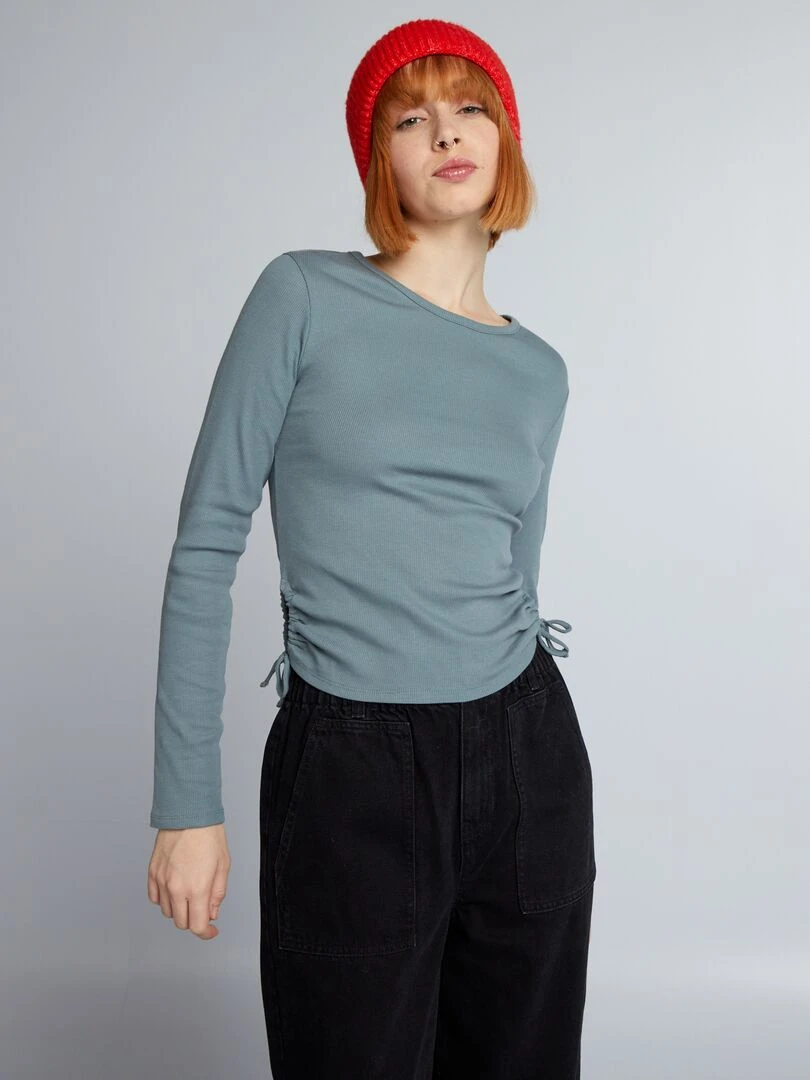 T shirt manches longues à ouvertures élastiquées Vert