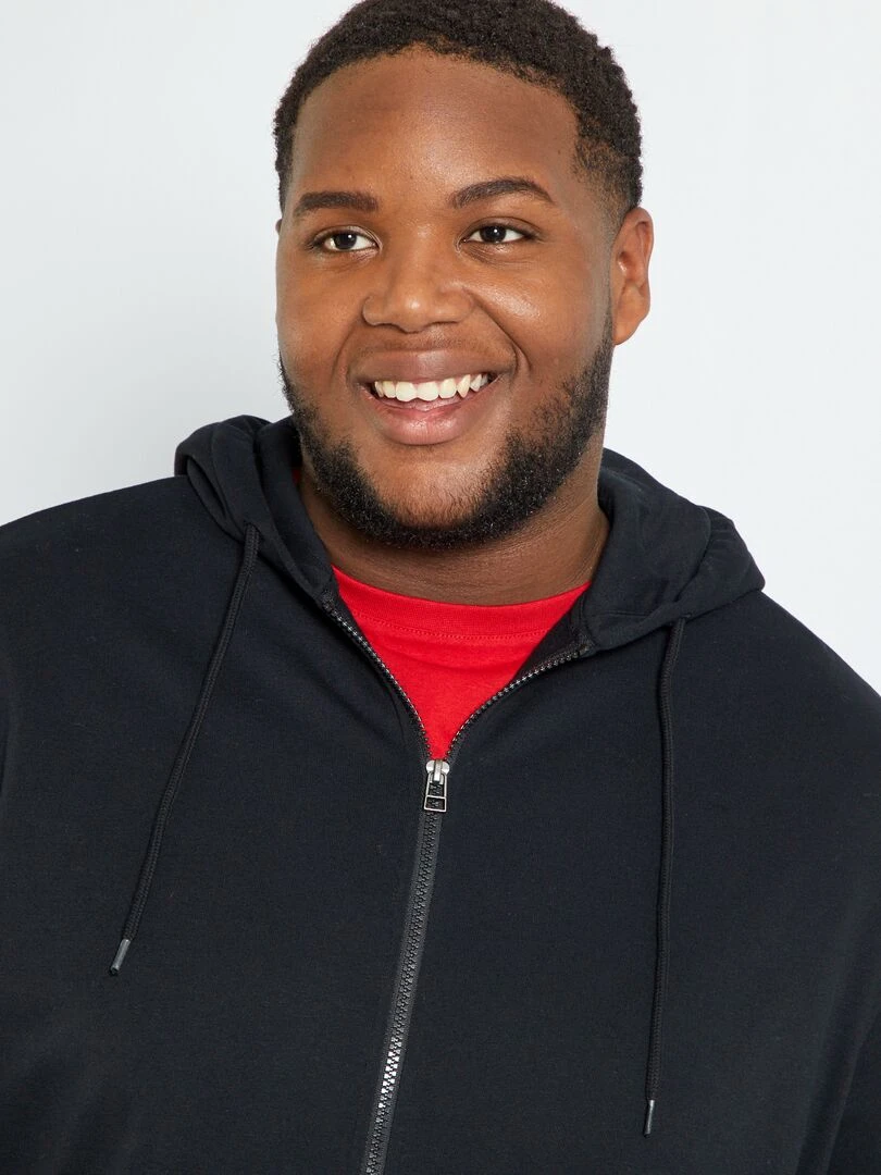 Sweat zippé en molleton   noir