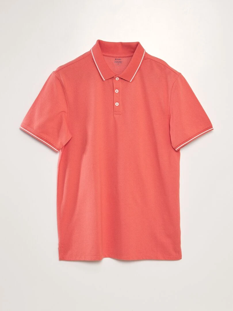 Polo en piqué de coton effet moucheté Rouge