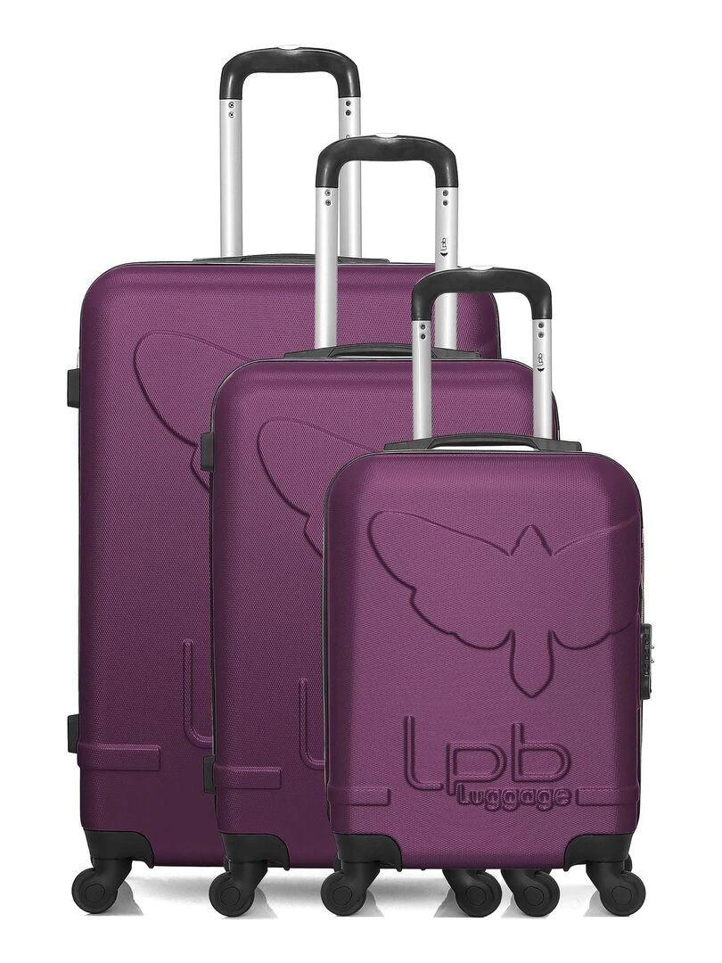 LPB LUGGAGE SET DE 3 ABS NORINE A 4 ROUES Violet prune