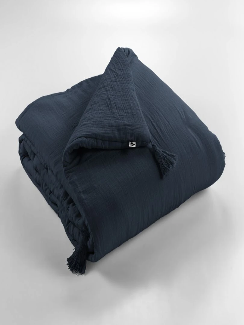 Edredon Boutis gaze de coton Collection Gaia Bleu Bleu