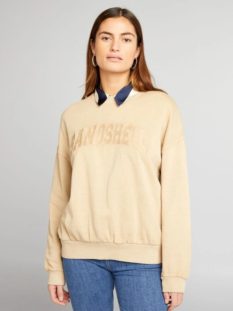 Sweat en molleton effet délavé   Beige