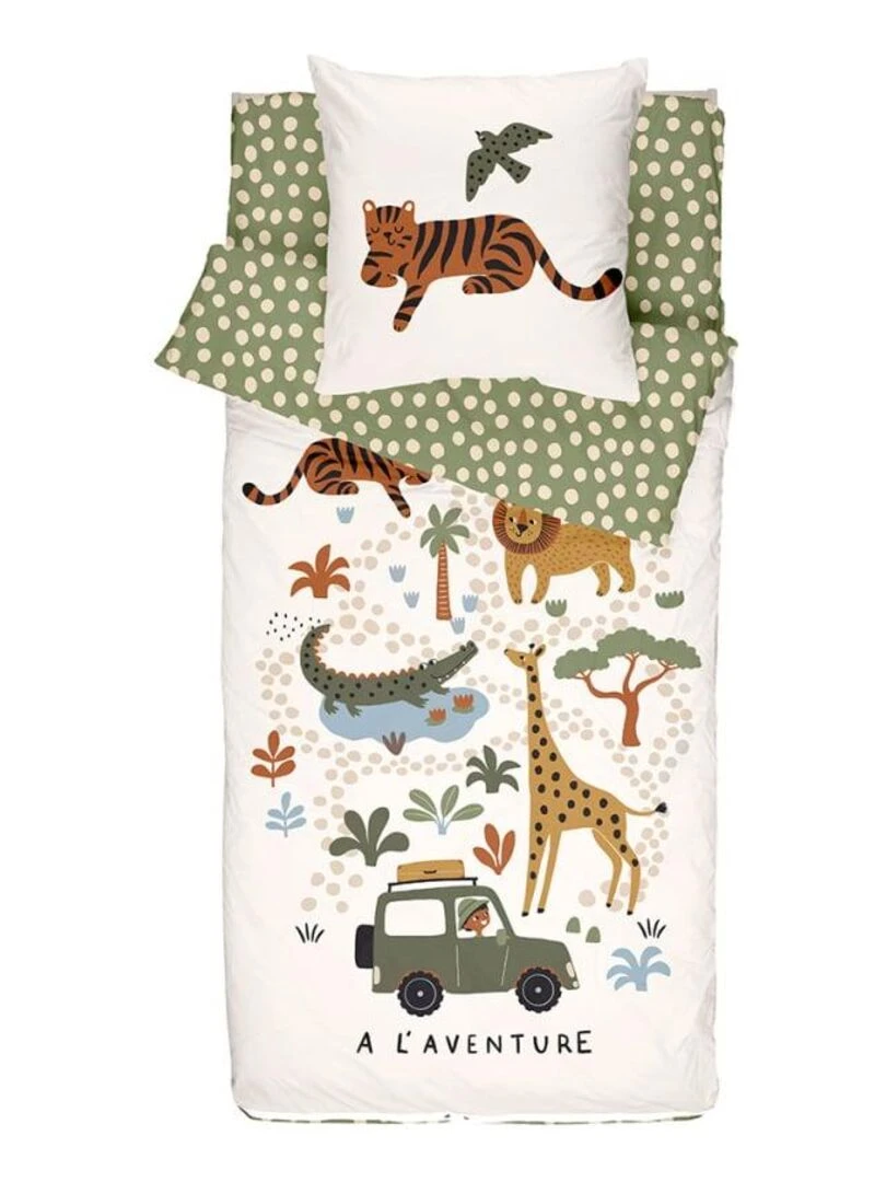 Bleu Câlin Rechange Caradou® Jungle Parure de Lit Enfant   Sans Couette   90x190cm   Vert clair
