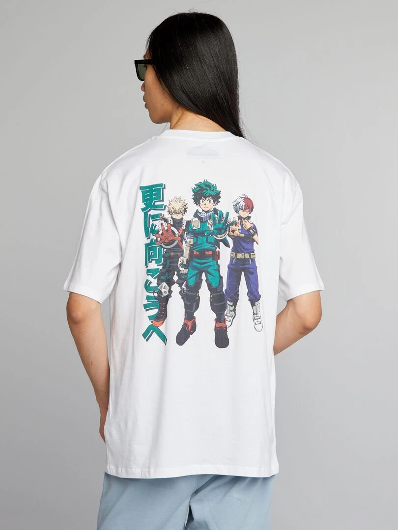 T shirt 'My Hero Academia' à col rond   blanc