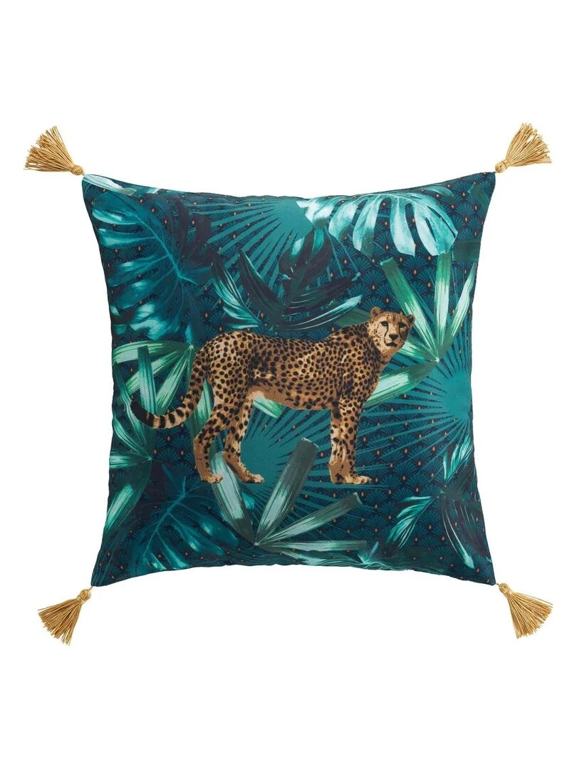 Coussin jungle avec guépard Multicolore
