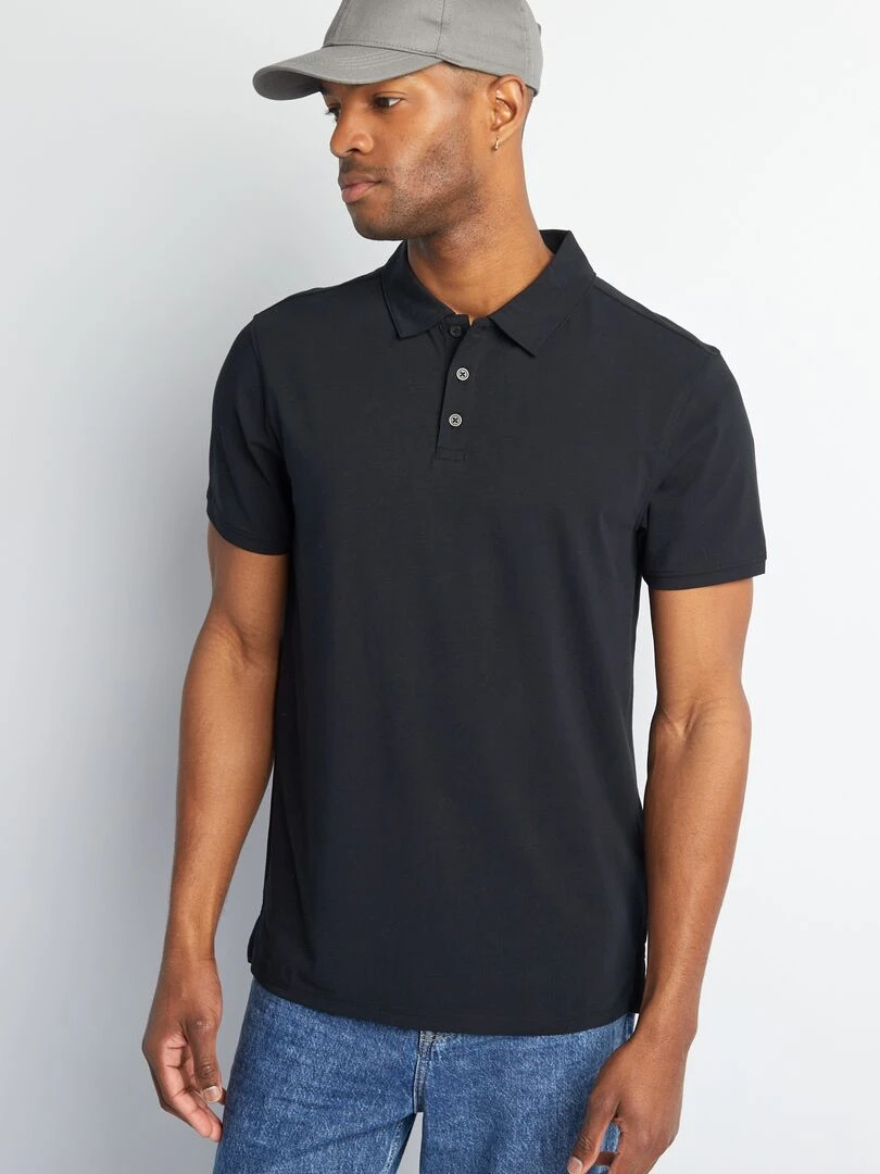 Polo stretch slim fit noir