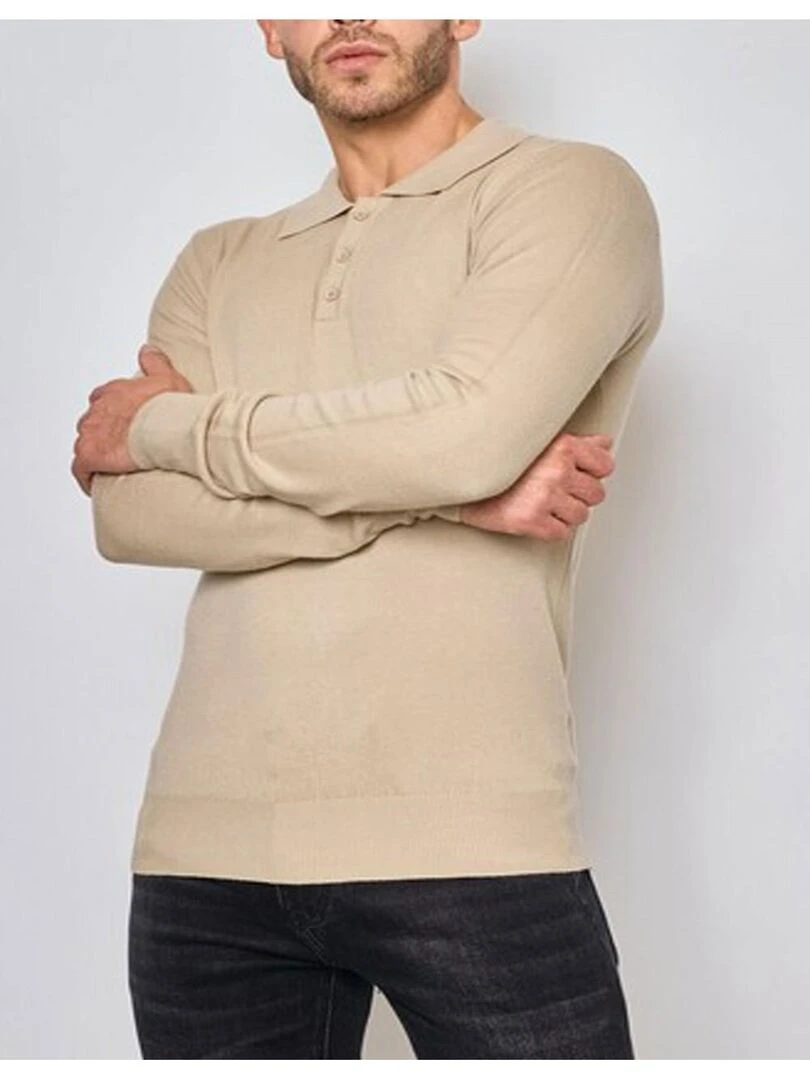 Pull col polo Kebello Beige