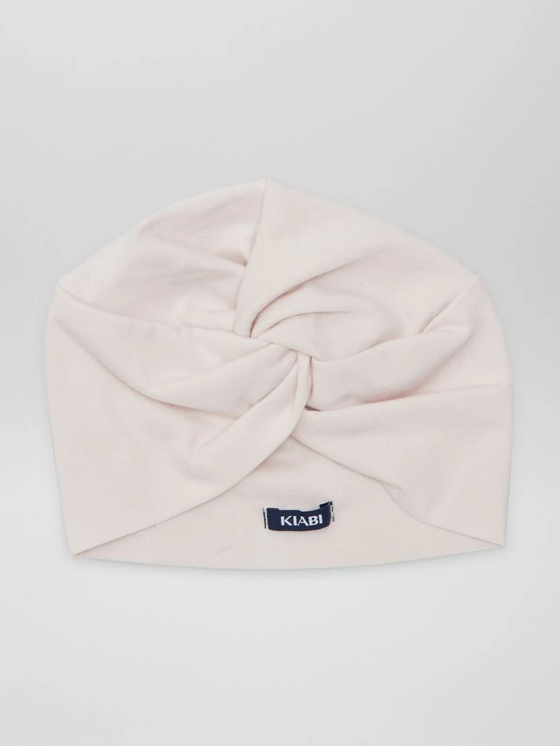 Bonnet turban en maille Rose