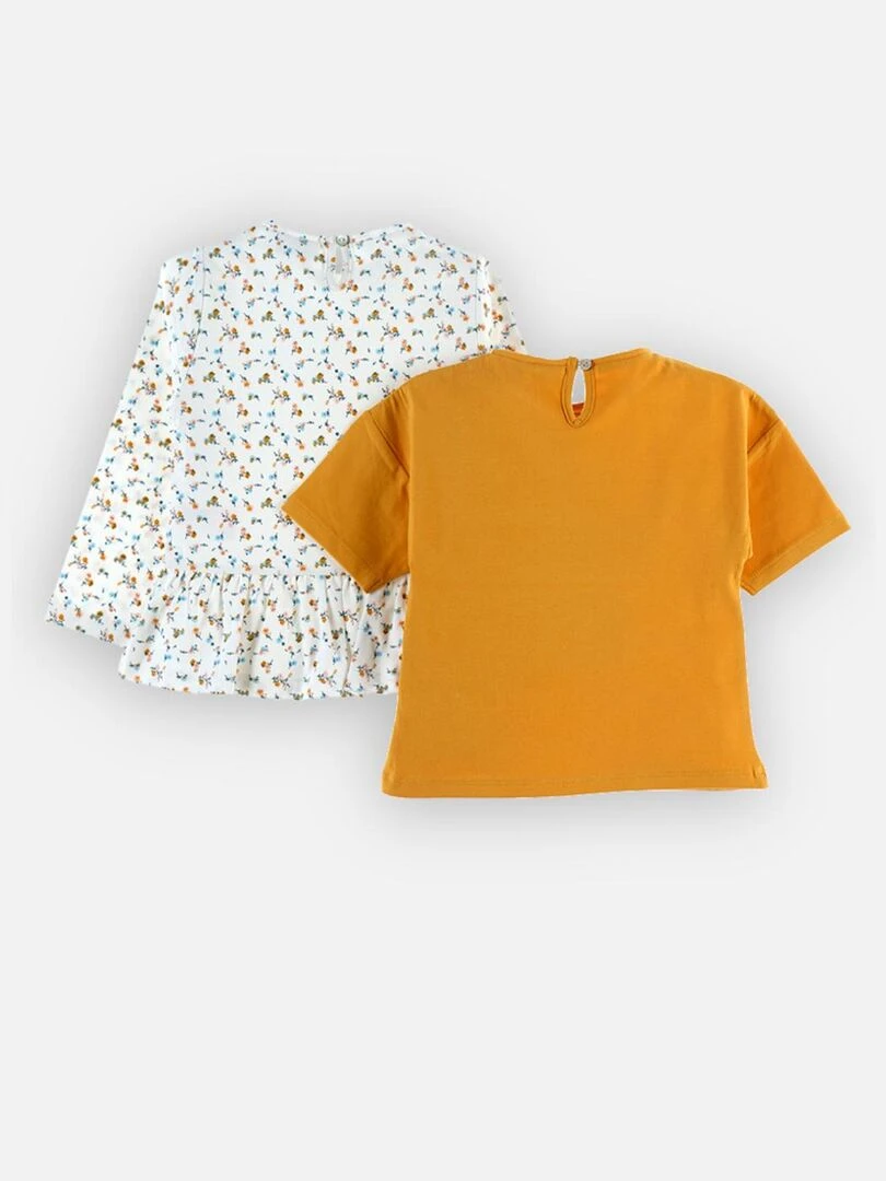 Set de 2 t shirts en coton BIO  moutarde/écru   Noukie's   Blanc