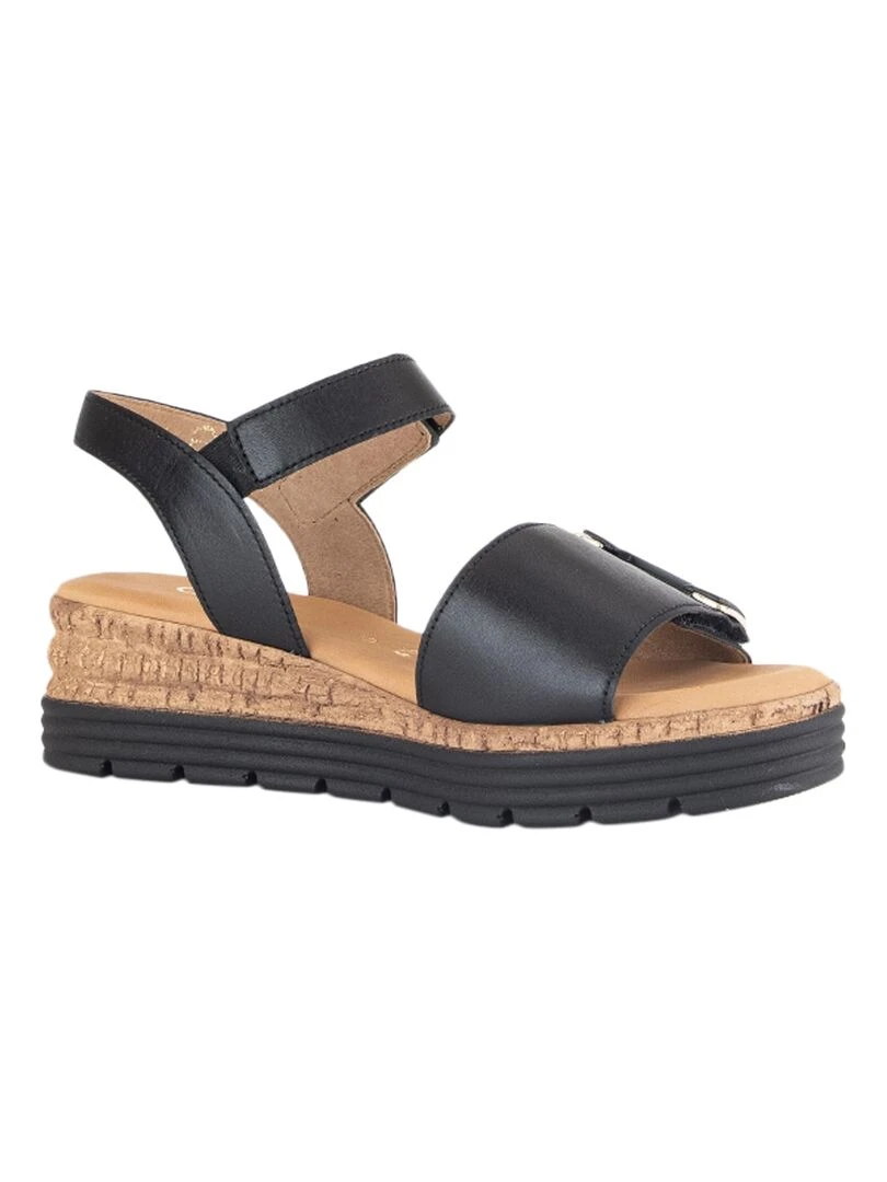 Sandale Compensé Cuir Gabor Lamina   Noir