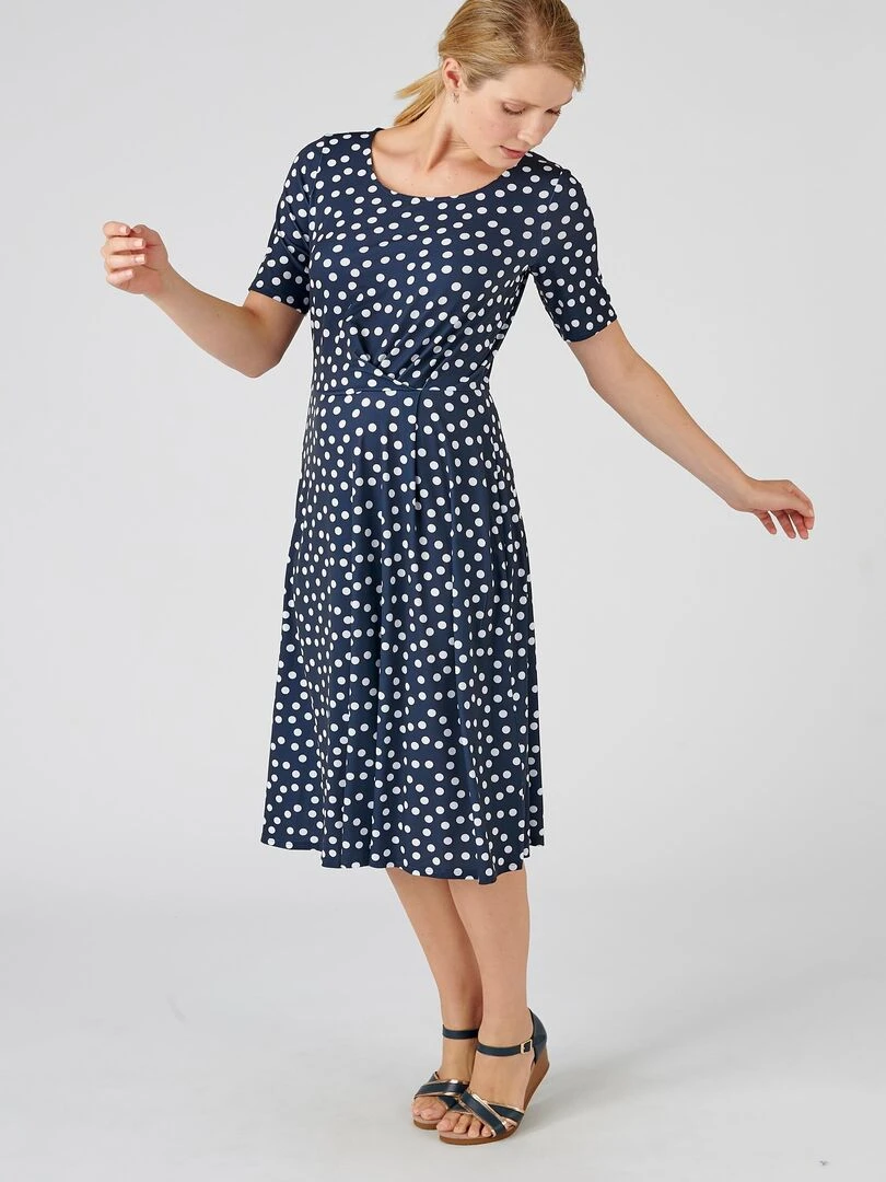 Robe maille drapée Damart Bleu marine
