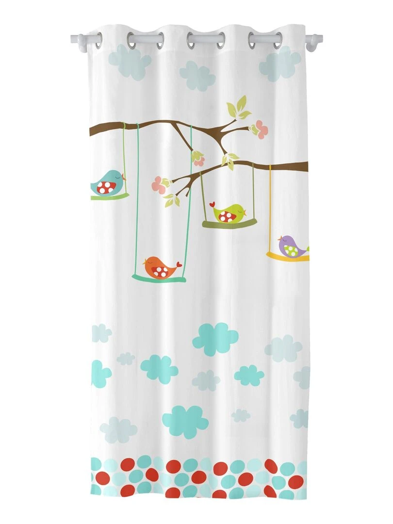 Rideau Little birds "Happyfriday"   Blanc
