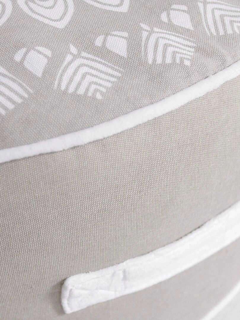 Pouf rond imprimé 'SLOW LIFE KARMA' 'TODAY' Beige