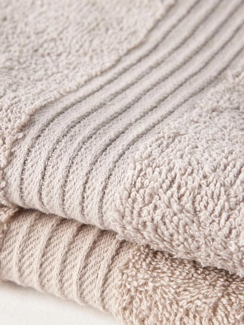Lot de 2 serviettes de toilette coton uni ESSENTIAL Beige