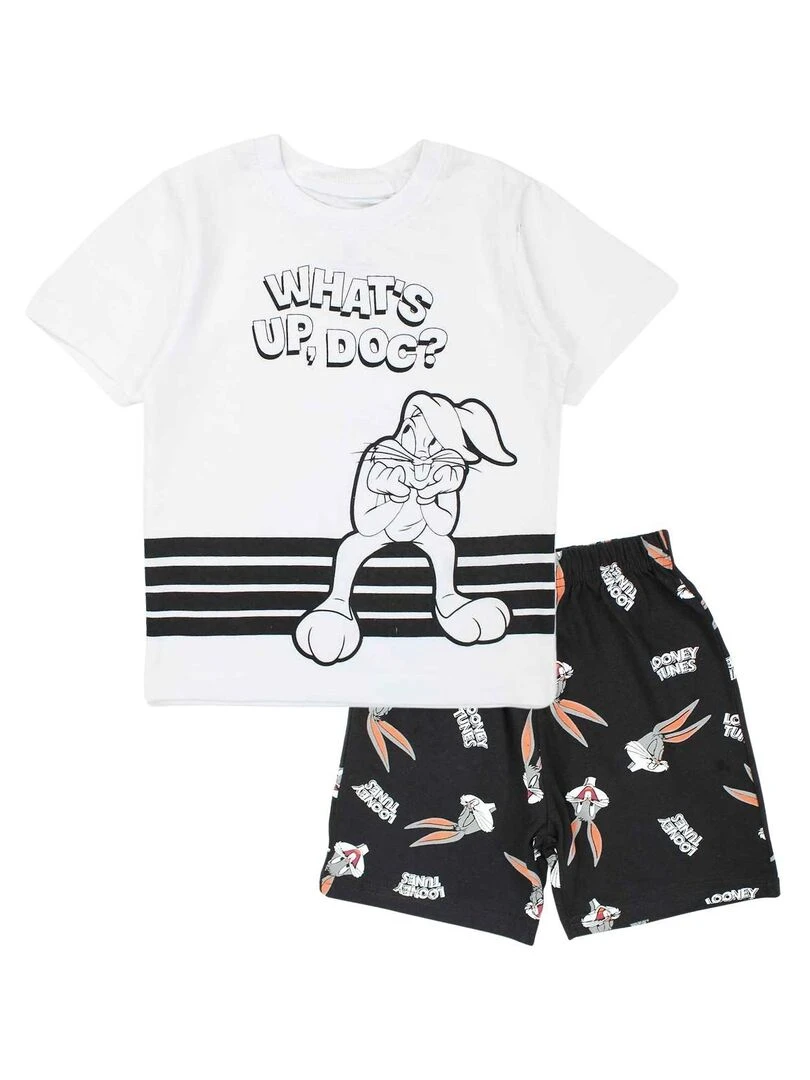 Looney Tunes Ensemble T shirt short garçon Imprimé Looney Tunes Blanc