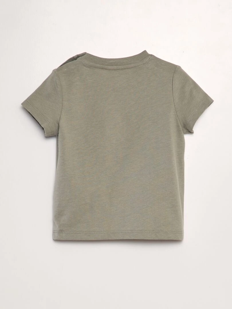 T shirt avec animation en relief   Kaki