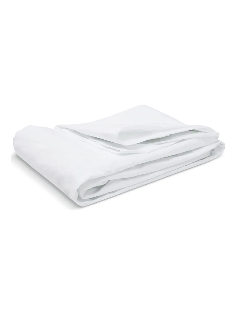Bleu Câlin   Drap housse uni Percale de coton 80 fils/cm²   Blanc