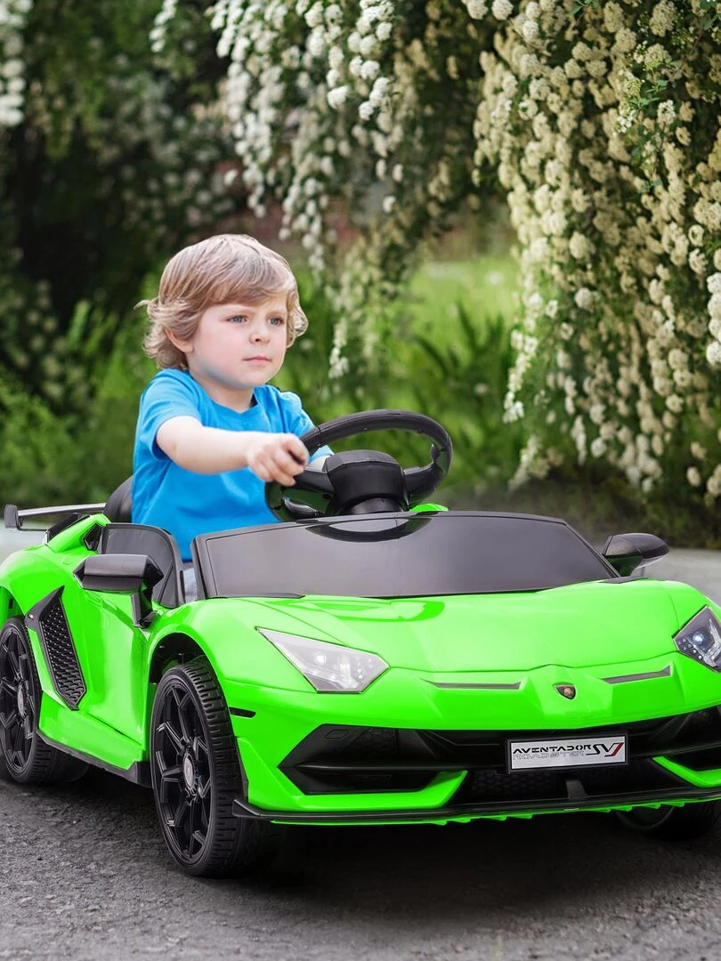 Voiture électrique enfant Lamborghini Aventador roadster SVJ avec télécommande   Vert