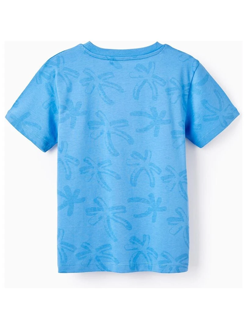 2 T shirts en Coton pour Garçon 'Tropical' manches courtes Bleu foncé