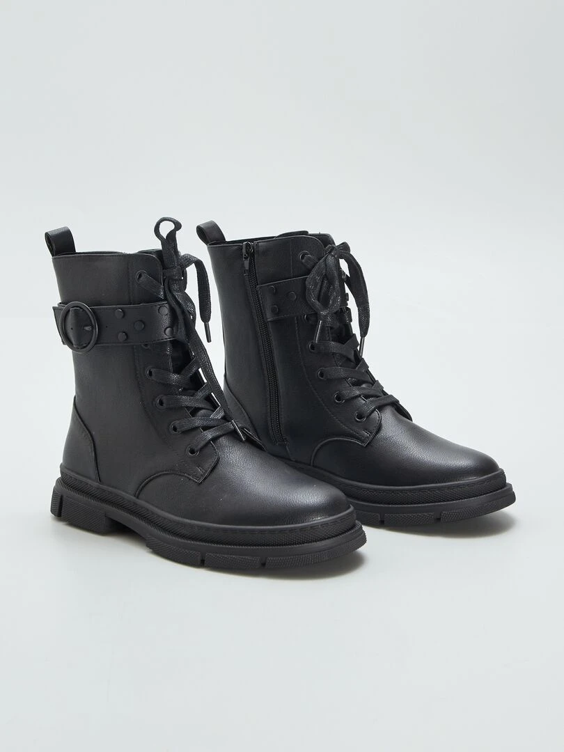 Bottes à lacets et fermeture Noir