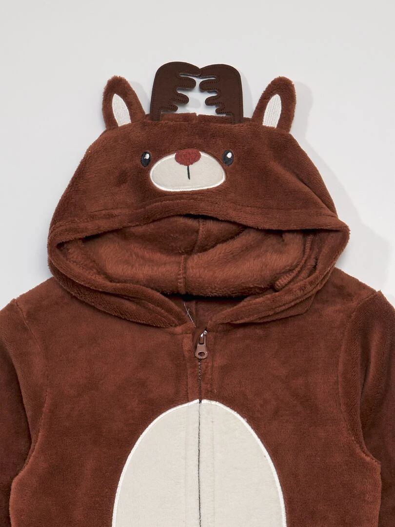 Combinaison en sherpa 'renne' de Noël   Marron