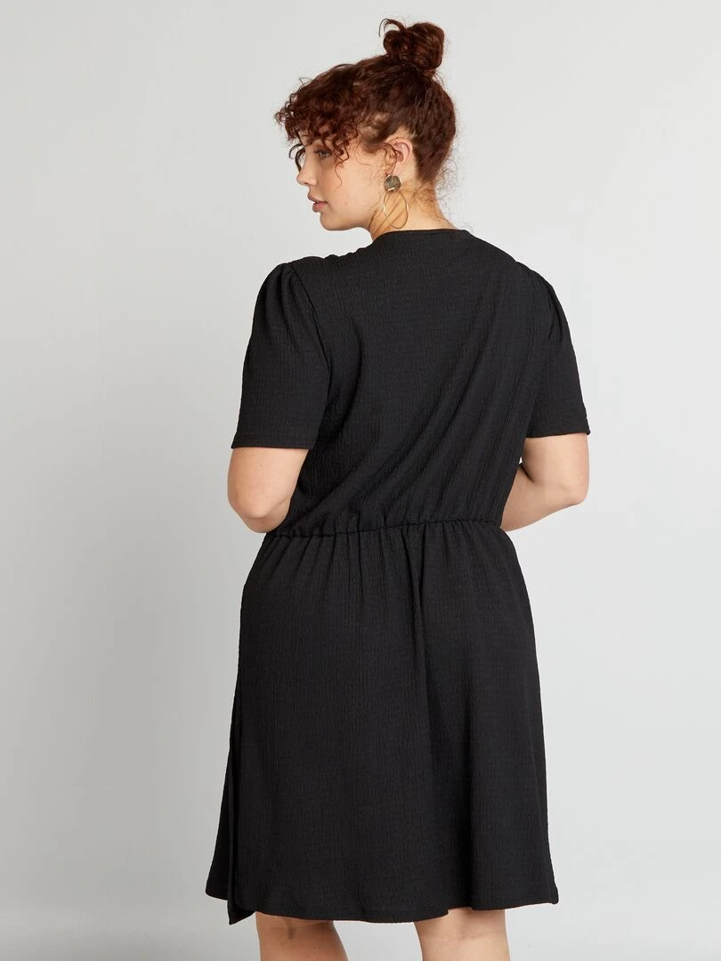 Robe portefeuille crêpée à motif   noir