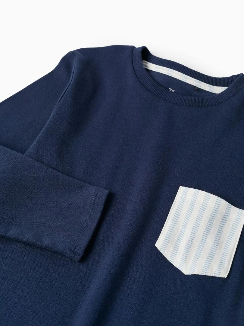 Pyjama en coton pour garçon manches longues ESSENTIALS LINE   Bleu foncé