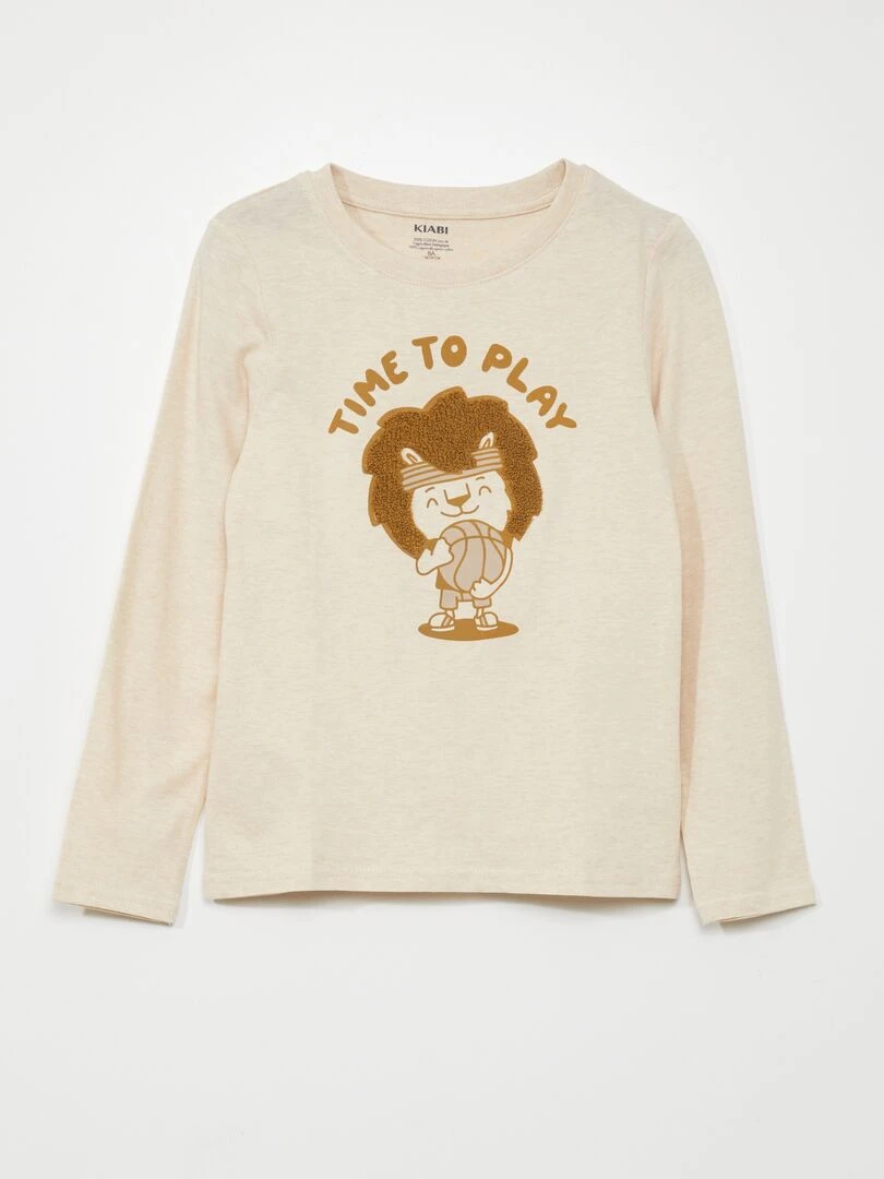 T shirt en jersey à manches longues Beige