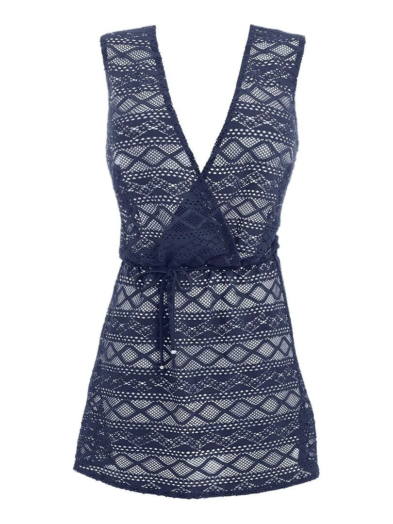 Robe de plage ajourée maille crochet Sundance   Bleu