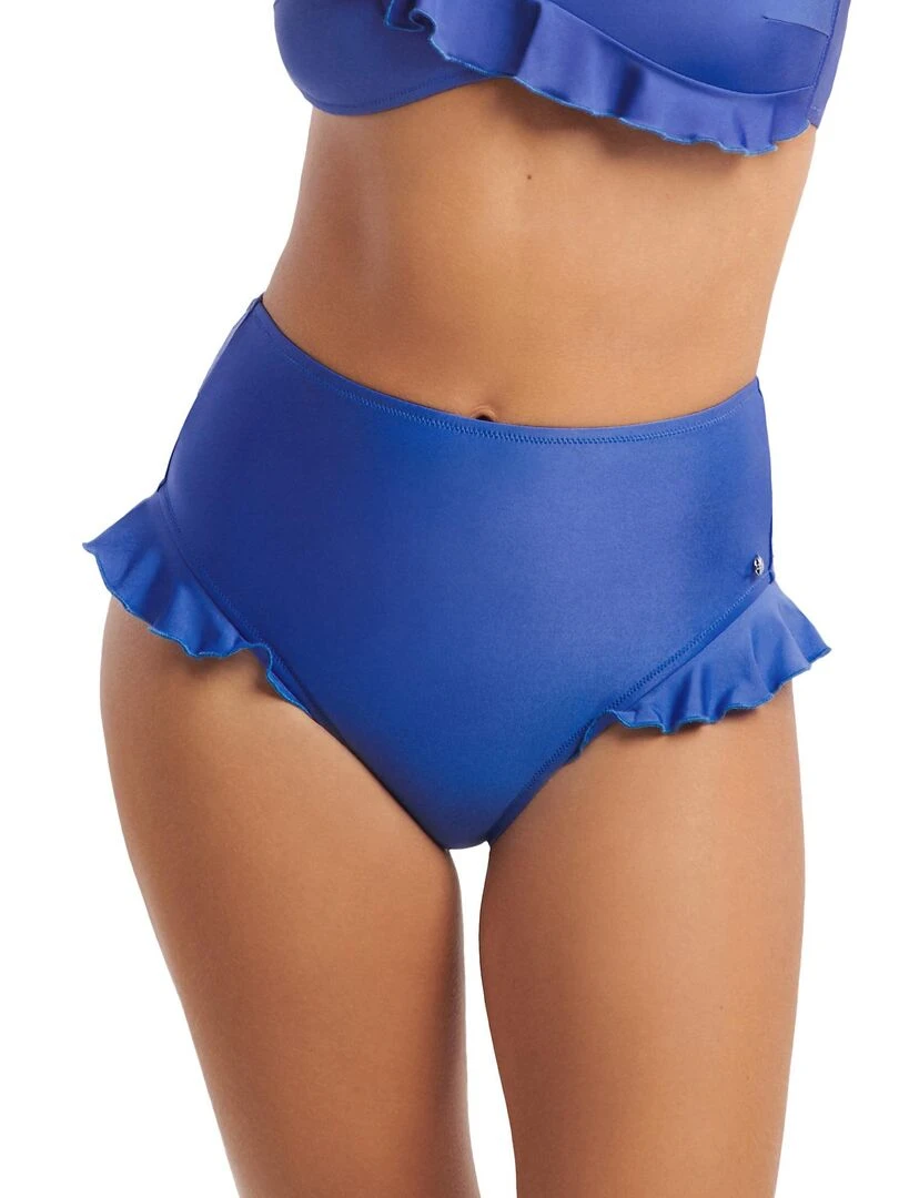 Bas maillot slip de bain échancré taille haute Kenya Bleu