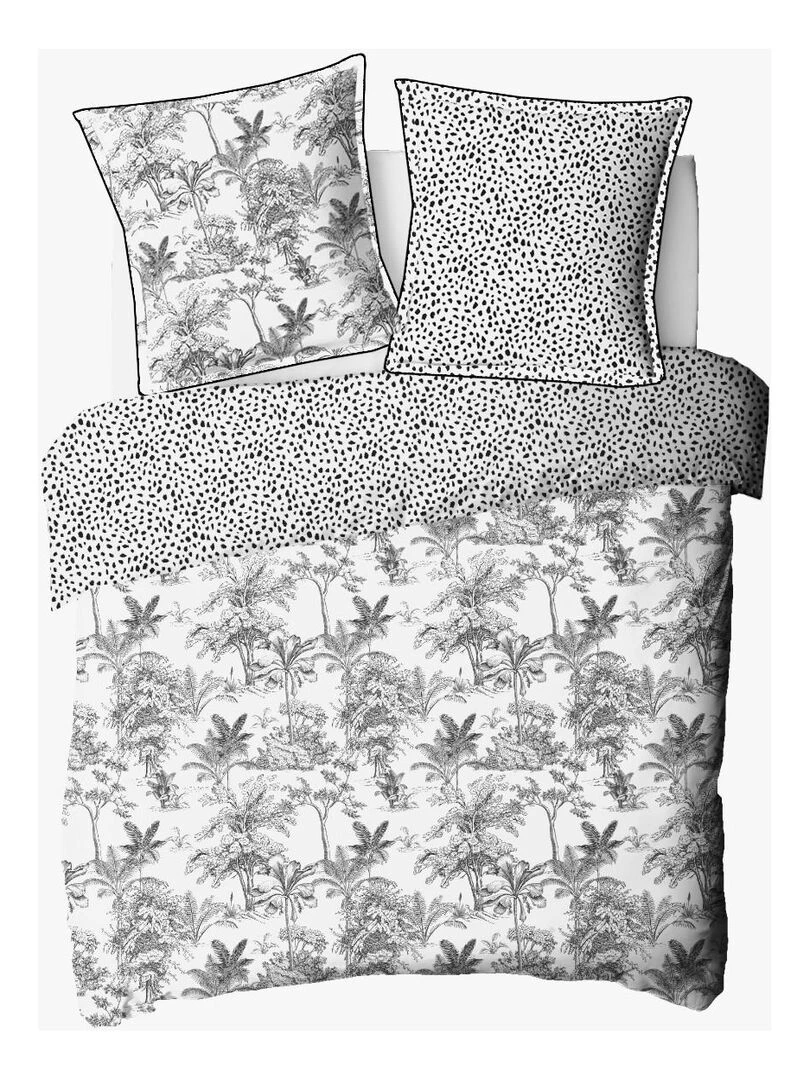 Future Home   Parure de lit 2 personnes en coton 57 fils imprimé blanc   Blanc