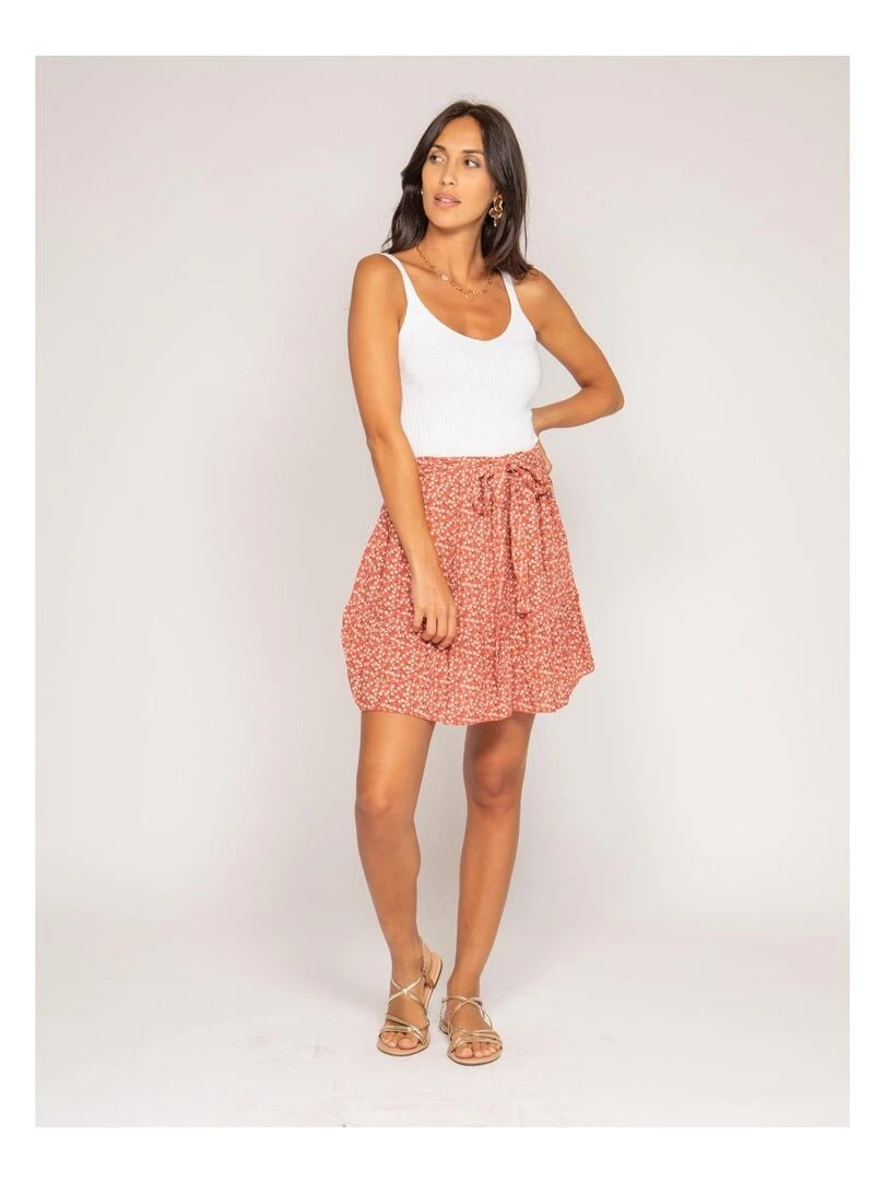 Jupe short motifs XYMESS   Rose