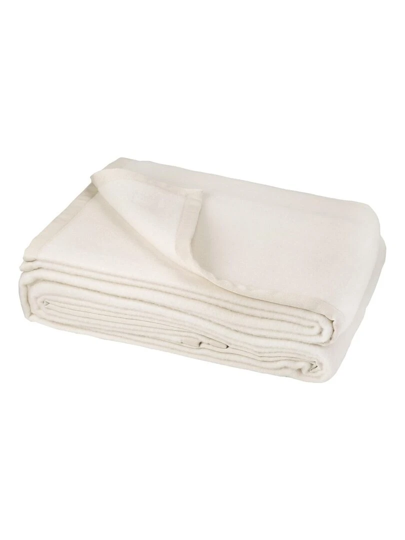 Couverture Unie en Laine d'Agneau Beige clair